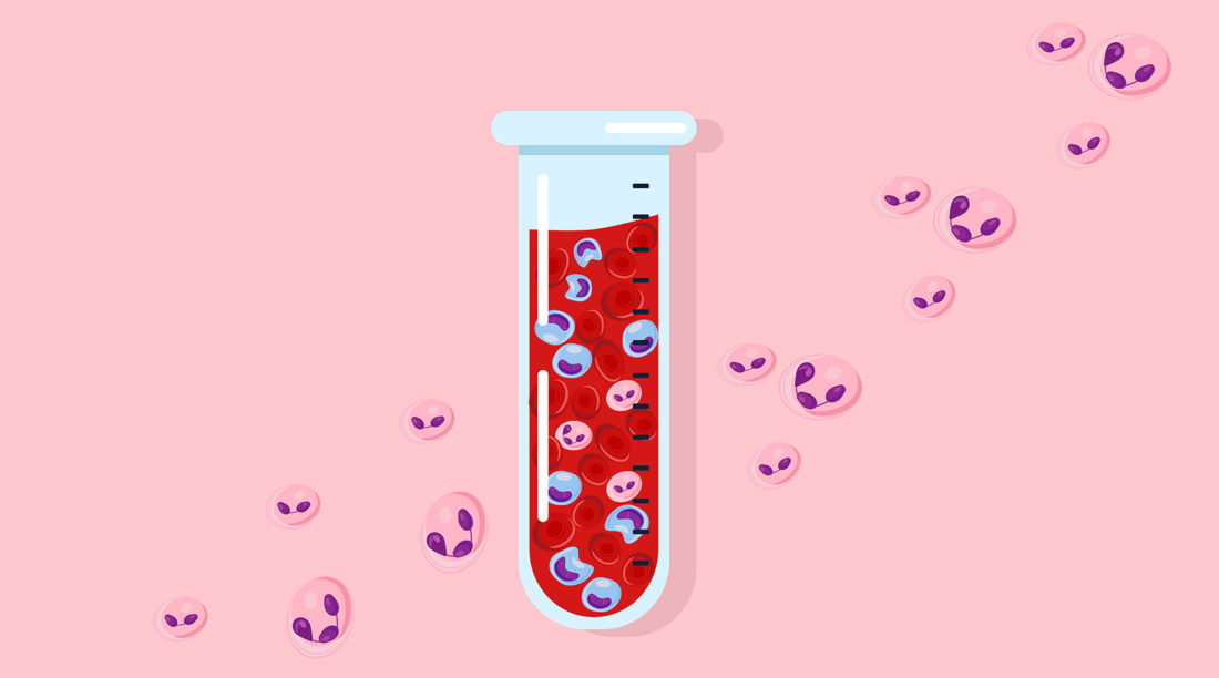 Células De Sangue Em Um Tubo De Exame