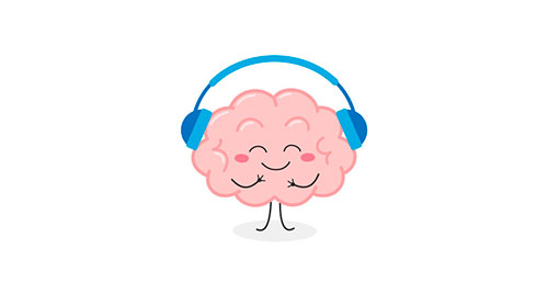 Cérebro Ouvindo Musica Em Um Fone De Ouvido