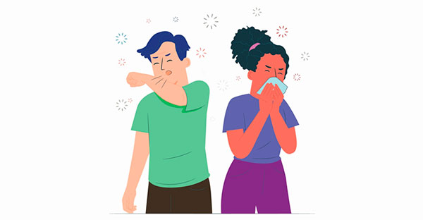 Duas Pessoas Com Sintomas Da Gripe